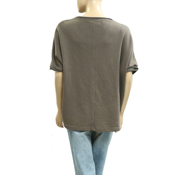 Voyageur By Mersea Frenchie Raw Edge V-Neck Sweatshirt Top Oversized OS 283408 - Picture 7 of 11